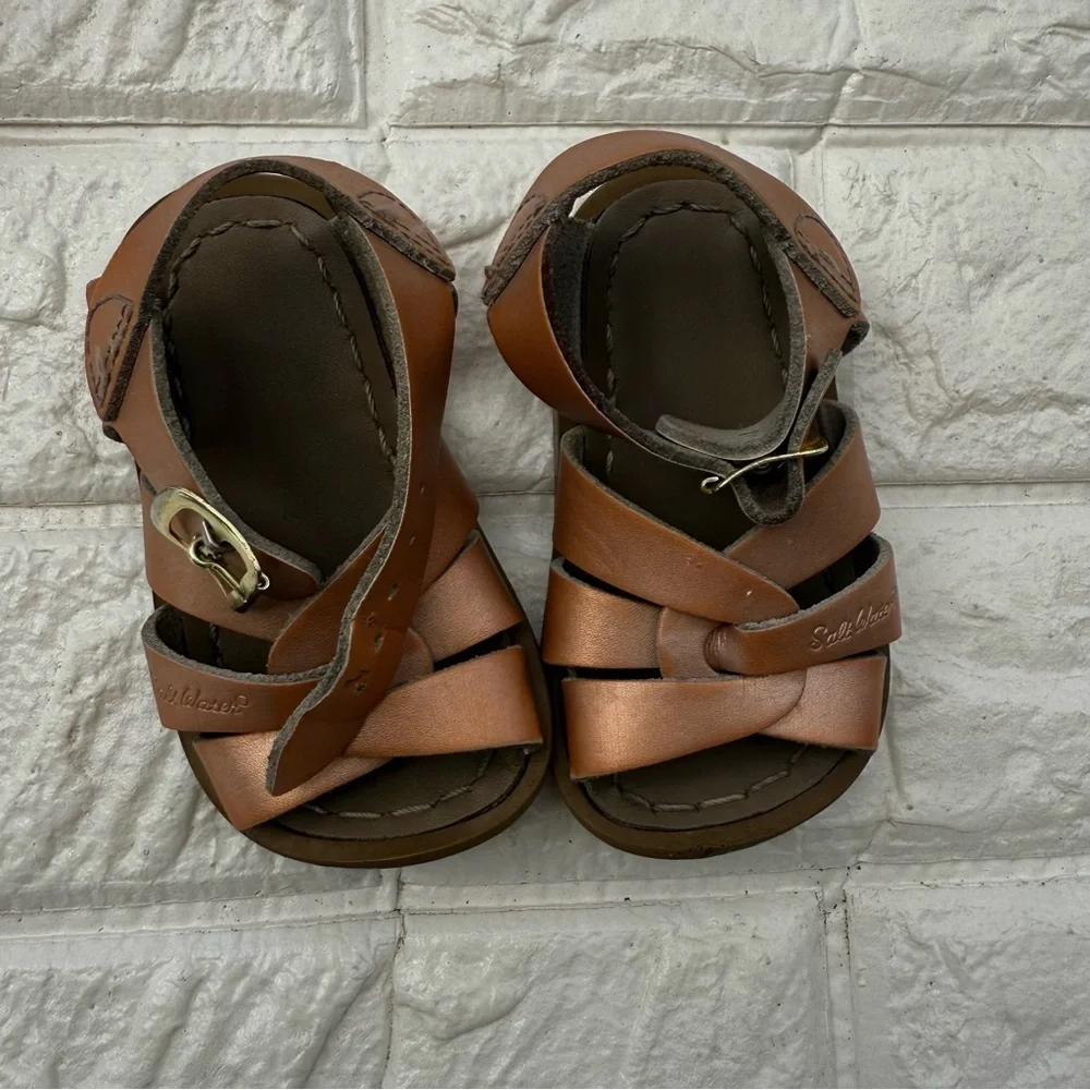 Saltwater sandals kids 3 copper color